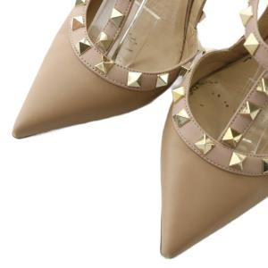 VALENTINO パンプス サンダル レザー ポインテッドトゥ ハイヒール ロックスタッズ ストラップ 36.5 23.5cm
