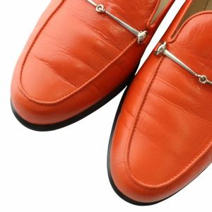 GUCCI ローファー レザー アーモンドトゥ シルバー金具 37 24cm オレンジ /XZ GY19