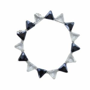 ブレスレット アクセサリー バングル ロゴ トライアングル シルバー色 紺 ネイビー GY19 /MQ