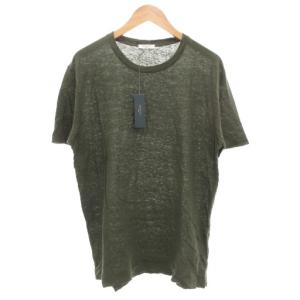 タグ付き Tシャツ 半袖 クルーネック 麻 リネン XL カーキ /GV GY19