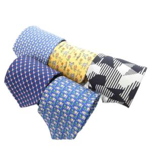 サルヴァトーレフェラガモ ワイドタイ ネクタイ 5点セット まとめ 絹 シルク 総柄 白 青 黄 /UO