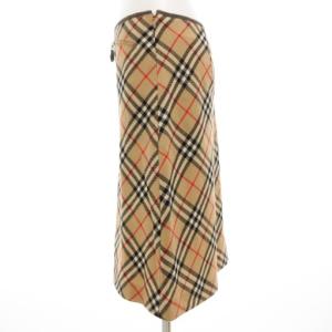 BURBERRY BLUE LABEL ノバチェックスカート ひざ丈 ウール 38 ベージュ /GV GY19