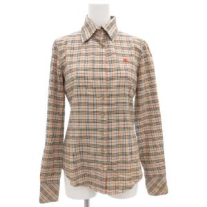 ノバチェックシャツ ブラウス 長袖 ホース刺繍 36 ベージュ /GV GY19