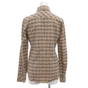 BURBERRY BLUE LABEL ノバチェックシャツ ブラウス 長袖 ホース刺繍 36 ベージュ /GV GY19