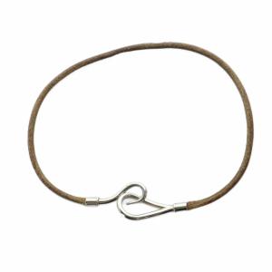 ジャンボチョーカー アクセサリー ネックレス ロゴ レザー シルバー色 茶 ブラウン GY19 /MQ