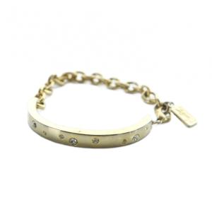 ブレスレット アクセサリー バングル ラインストーン ロゴ ゴールド色 GY19 /MQ