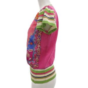 ETRO ニット カットソー シルク混 ペイズリー 総柄 44 ピンク /BS GY19