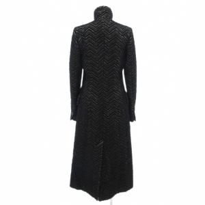 JUST cavalli ロングコート スタンドカラー ヘリンボーン柄 アルパカ混 40 黒 ブラック 白 ホワイト /GV GY19