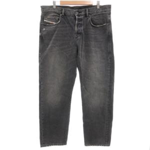 2020 D-VIKER ブラックデニムパンツ ジーンズ ストレート ボタンフライ ダメージ加工 W36