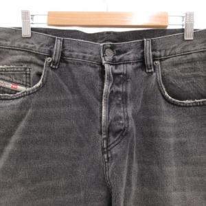 DIESEL 2020 D-VIKER ブラックデニムパンツ ジーンズ ストレート ボタンフライ ダメージ加工 W36