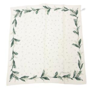 ECHARPES スカーフ 絹 シルク すずらん柄 オフホワイト系 /UO GY19