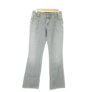 デニムパンツ ジーンズ フレア コットン ダメージ加工 26 グレー /AO22 GY19