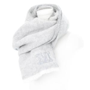 Max Mara マフラー ストール ロゴ刺繍 フリンジ 起毛 グレー /AH2 GY19