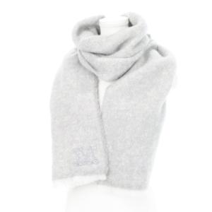 Max Mara マフラー ストール ロゴ刺繍 フリンジ 起毛 グレー /AH2 GY19