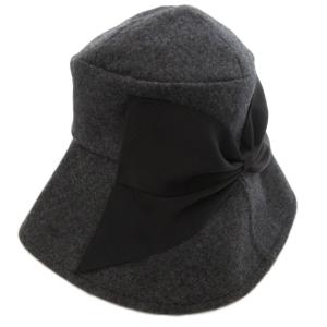 ハット 帽子 リボン メルトン グレー /JS GY19