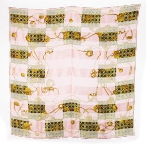 スカーフ シルク 絹 大判 スクエア ジャカード シアー チャーム柄 ロゴ ピンク /CK31 GY19