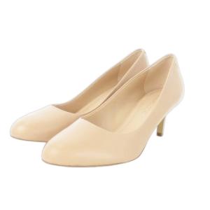 YUMI 60 LTR PUMP パンプス ミドルヒール アーモンドトゥ レザー 革 ワンポイント Cロゴ