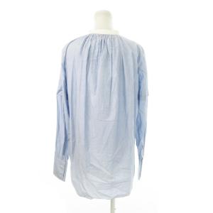 FUMIKA_UCHIDA バンドカラーシャツ 長袖 ロング 比翼 ピンタック コットン オーバーサイズ 34 XS 青 ブルー /MN17