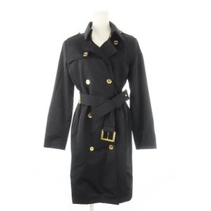 トレンチコート ロング丈 ダブル 金ボタン ベルト付き S 黒 ブラック /CK8 GY19