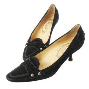 パンプス ハイヒール ポインテッドトゥ スエード レザー 革 コインローファーデザイン 35.5 22.5cm