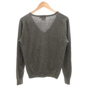 POLO RALPH LAUREN コットンニット セーター 長袖 プルオーバー ポニー刺繍 薄手 Vネック M グレー /GV GY19