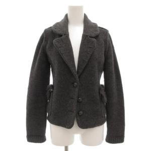 ウールニットジャケット フェイクファー付 アンゴラ混 40 グレー /GV GY19