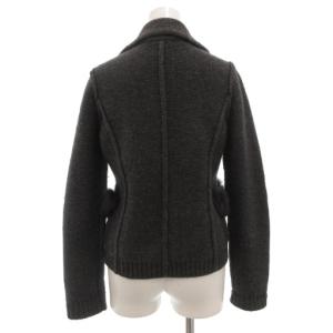 EMPORIO ARMANI ウールニットジャケット フェイクファー付 アンゴラ混 40 グレー /GV GY19