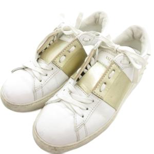 スニーカー シューズ ローカット 37.5 24.5cm 白 ホワイト ゴールドカラー /BS GY19
