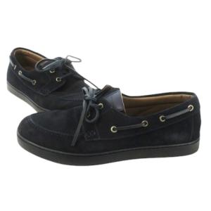 Gianvito Rossi デッキシューズ レースアップ スエード レザー 革 ロゴ 41.5 26.5cm 紺 ネイビー /CK17