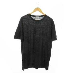 リネンカットソー Tシャツ ラウンドネック 半袖 麻 シアー XL グレー /AO13 GY19