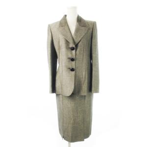 スーツ セットアップ テーラードジャケット タイトスカート ヘリンボーン ラメ 40 L グレー /CK12