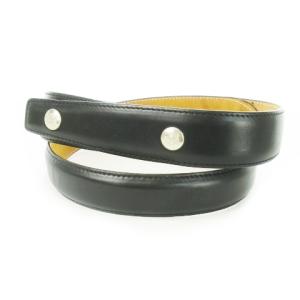 ベルト レザー 革 スナップボタン ロゴ 85 黒 ブラック /AO15 GY19