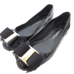 パンプス フラットシューズ ヴァラリボン エナメル 黒 ブラック 7.5 24.5cm /BS GY19