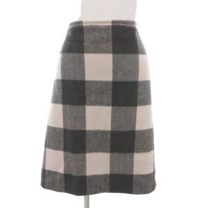 タイトスカート チェック柄 アンゴラ混 ひざ丈 グレー /AE GY19