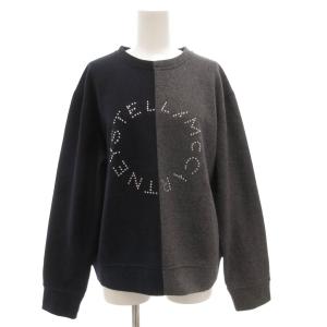 スウェット トレーナー プルオーバー ドッキング 切替 長袖 クルーネック サークルロゴ ラインストーン