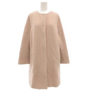 ウール アルパカ ノーカラーコート ロング 総裏地 34 ピンク /GV GY19
