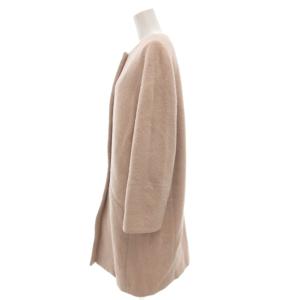 BALLSEY ウール アルパカ ノーカラーコート ロング 総裏地 34 ピンク /GV GY19