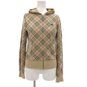 美品 ジップパーカー ブルゾン ロゴ ノバチェック 38 ベージュ GY19