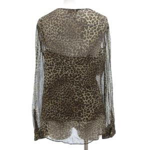 MOSCHINO ブラウス カットソー シルク レオパード 36 ベージュ /BS GY19