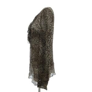 MOSCHINO ブラウス カットソー シルク レオパード 36 ベージュ /BS GY19