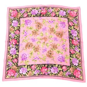大判 スカーフ 絹 シルク 花柄 ピンク /UO GY19