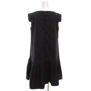 FOXEY NEW YORK ポケット付半袖ワンピース ひざ丈 フレアプリーツ フロントボタン 40 紺 ネイビー 27200-NSOFA242T