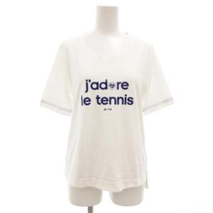 ×アディダス adidas Tシャツ カットソー 半袖 ロゴ プリント L 白 ホワイト 青 ブルー /GV