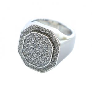 指輪 リング アクセサリー ロゴ ラインストーン 8F 18号 シルバー色 GY19 /MQ