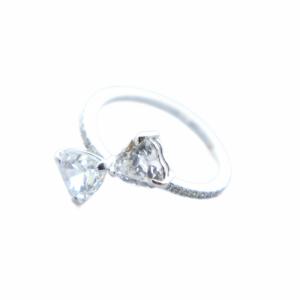 Mesmera オープンリング アクセサリー 指輪 ラインストーン リボン 58 16号 シルバー色 GY19