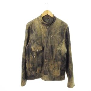 NICHIWA シングルライダース ジップアップ ラムレザー 本革 LL 茶 ブラウン /MN5 GY44