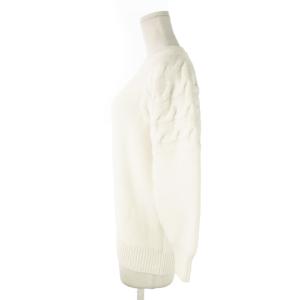 Max Mara 白タグ ニット セーター クルーネック 長袖 切替 ケーブル編み 厚手 ハリ感 白 ホワイト /AO20
