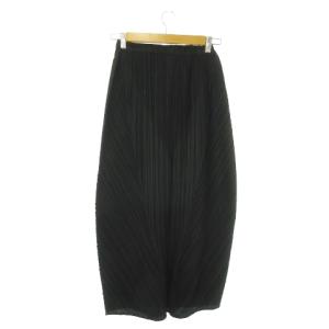 PLEATS PLEASE ISSEY MIYAKE プリーツスカート ロング マキシ ハリ感 ウエストゴム 黒 ブラック /AO24 GY44