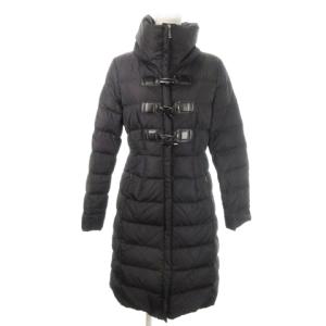 URBAN ダウンコート ロング スタンドカラー ワンポイント 蝶 36 S 黒 ブラック /MN10