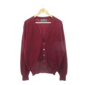 ニットカーディガン Vネック 長袖 カシミヤ 40 L 赤 ボルドー /AH18 GY44